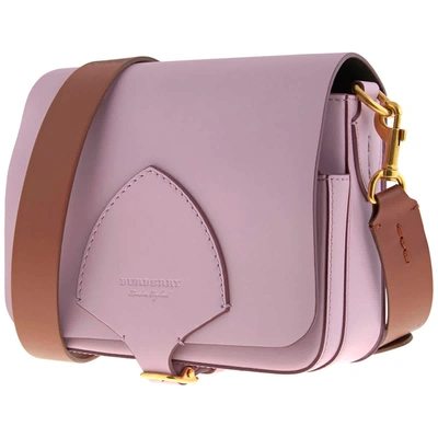 Shop Burberry The Square Satchel Leather Bag In Pale Lavender