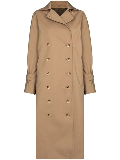 Shop Totême Double-breasted Coat In Braun