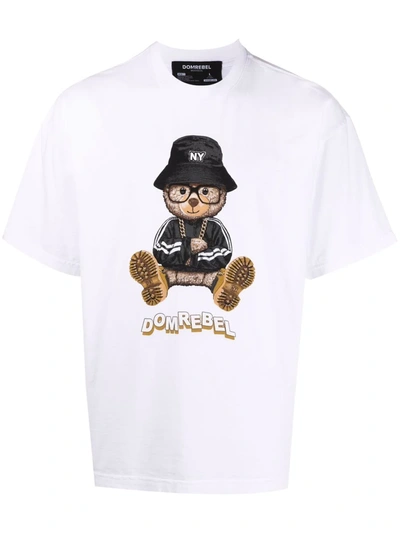 Shop Domrebel Ny Bear Logo-print Cotton T-shirt In Weiss