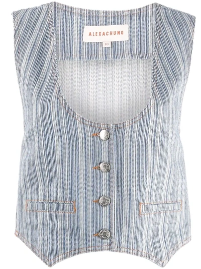 Shop Alexa Chung Grady Pinstripe Denim Waistcoat In Blau