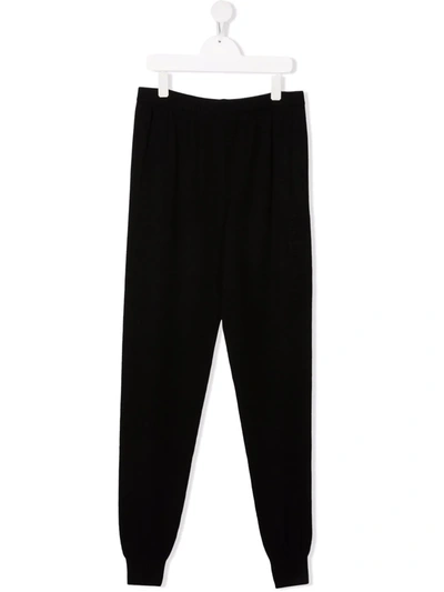 Shop Balmain Teen Raised-logo Knitted Trousers In Black