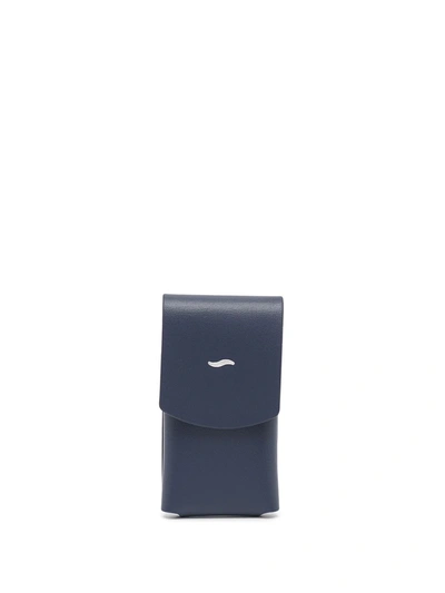 Shop St Dupont Pebbled Leather Lighter Case In Blau