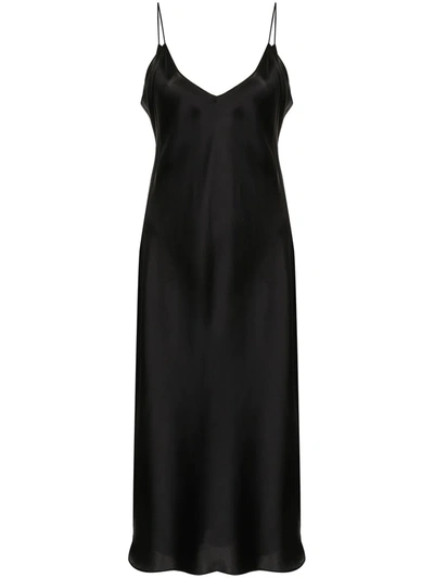 Nili Lotan Plunge Neck Slip Dress In Schwarz