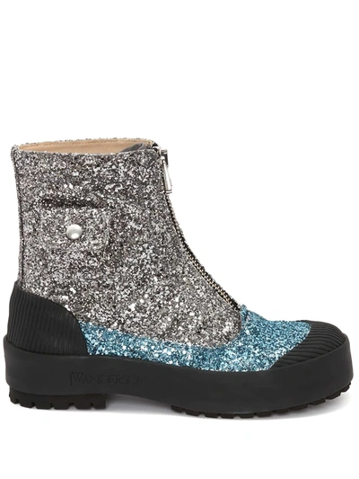 Shop Jw Anderson Duck Glitter Ankle Boots In Blau
