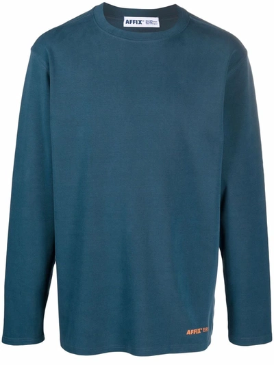 Shop Affix Long-sleeve Cotton-blend Sweatshirt In Blau