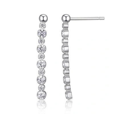 Shop Morgan & Paige Rhodium Plated Sterling Silver Cubic Zirconiatennis Earrings In Silver Tone,white
