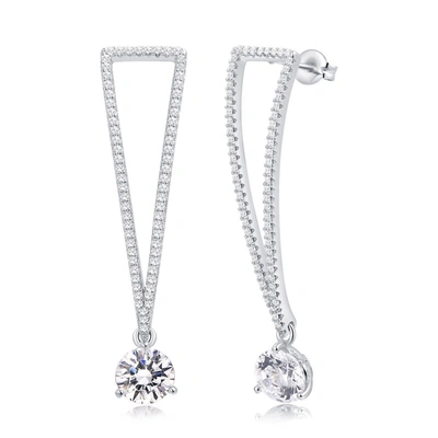Shop Morgan & Paige Rhodium Plated Sterling Silver Cubic Zirconia Drop Earring In Silver Tone,white