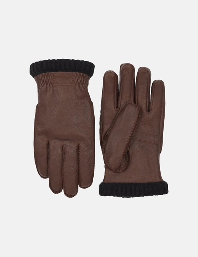 Shop Hestra Deerskin Primaloft Rib Gloves In Brown
