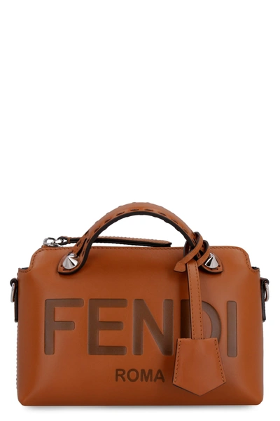 Shop Fendi By The Way Mini Leather Bag In Saddle Brown