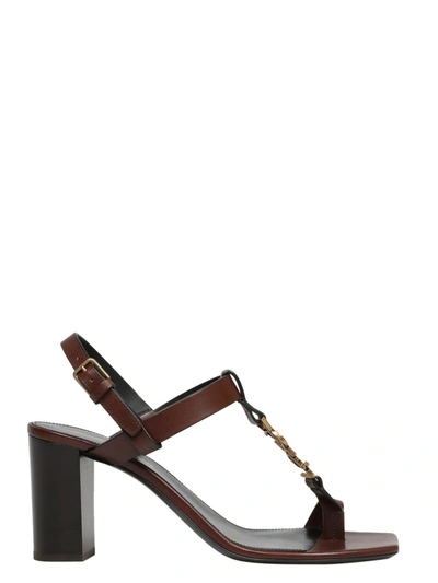 Shop Saint Laurent Cassandra Sandal In Brown