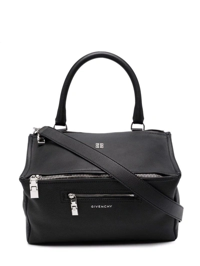 Shop Givenchy Medium Pandora Bag In Black Grained Leather In Nero