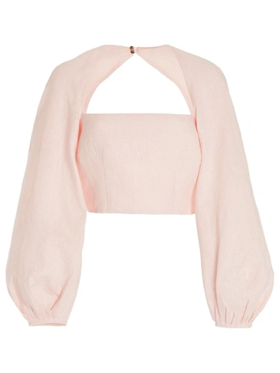 Shop Mara Hoffman Moon Puff Sleeve Blouse Blush Pink