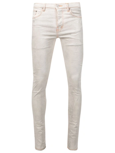 Slim-fit Denim Jeans White And Neon Orange