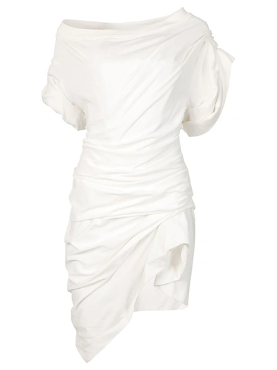 Shop Alexander Wang Gathered Short Sleeve Mini Dress With Integrated Corset In White
