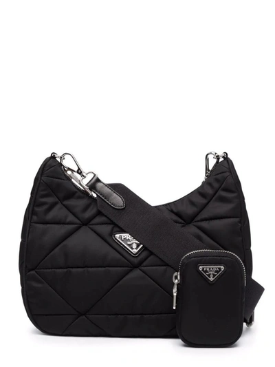 Prada Black Re-nylon Padded Hobo Bag In Nero | ModeSens