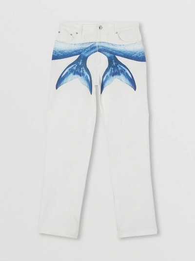 Shop Burberry Straight Fit Mermaid Tail Pr In White