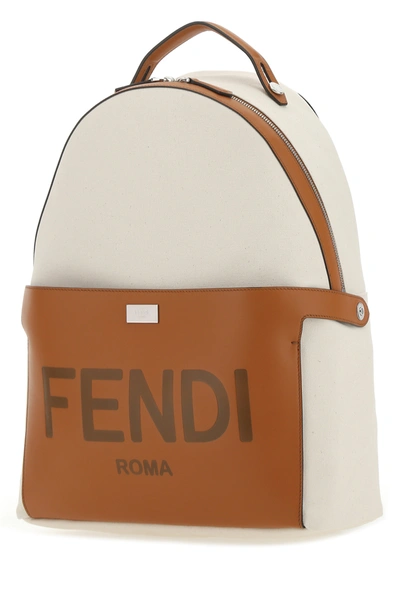 Shop Fendi Two-tone Canvas And Leather Essential Backpack  Nd  Uomo Tu