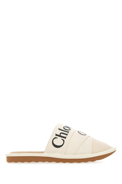 Shop Chloé Black Leather And Canvas Woody Slippers  Black Chloe Donna 40