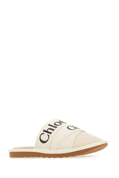 Shop Chloé Black Leather And Canvas Woody Slippers  Black Chloe Donna 40