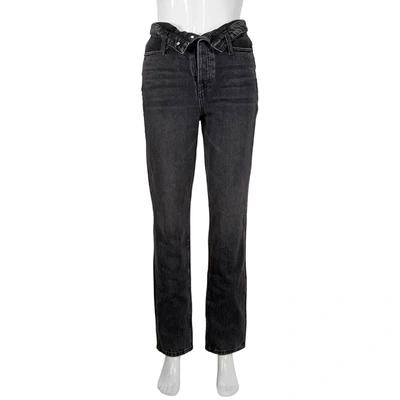 Shop Alexander Wang T Ladies Grey Cult Flip Straight-leg Jeans