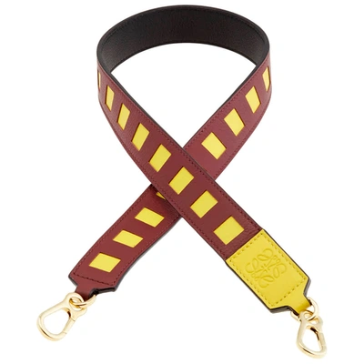 Shop Loewe Ladies Grid Strap In Gold Tone,red,yellow