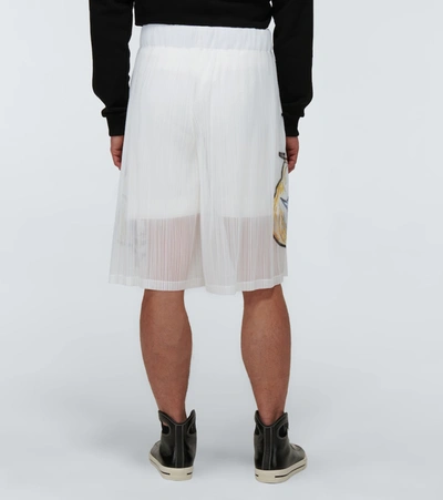 Shop Burberry Marine Sketch Sheer Plissé Shorts In White