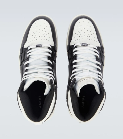 Shop Amiri Skeleton High-top Leather Sneakers In Black/white