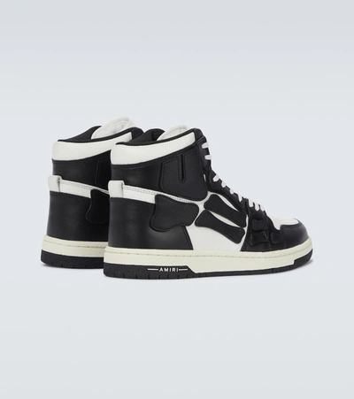Shop Amiri Skeleton High-top Leather Sneakers In Black/white