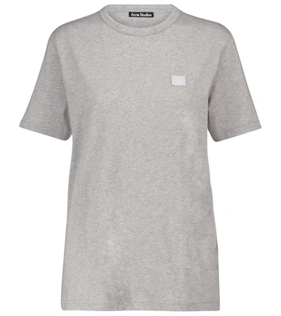 Shop Acne Studios Face Cotton T-shirt In Grey