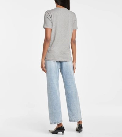 Acne Studios Womens Light Grey Melange Ellison Patch-embroidered Cotton T-shirt L In Grey