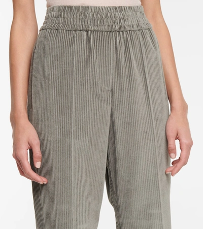 Shop Brunello Cucinelli Corduroy Sweatpants In Grey