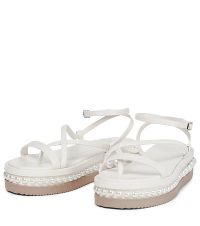 Shop Jimmy Choo Pine Embellished Leather Sandals In White