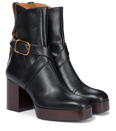 Shop Chloé Izzie Leather Platform Boots In Black