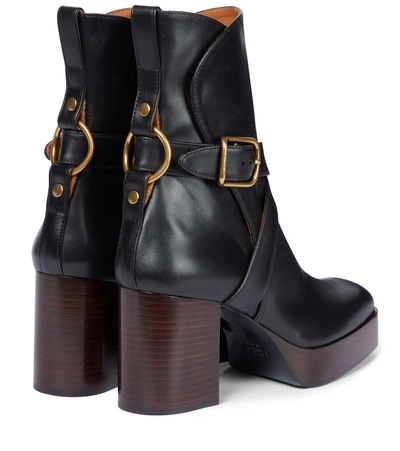Shop Chloé Izzie Leather Platform Boots In Black