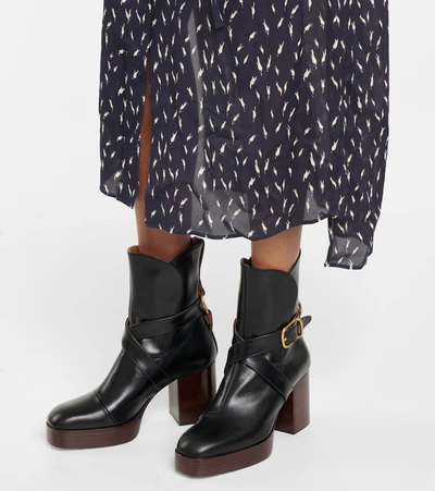 Shop Chloé Izzie Leather Platform Boots In Black