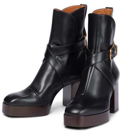 Shop Chloé Izzie Leather Platform Boots In Black