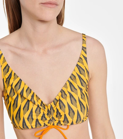 Shop Paco Rabanne Printed Ruched Bikini In Yellow