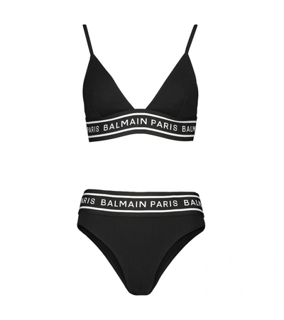 Shop Balmain Logo Bikini In Black