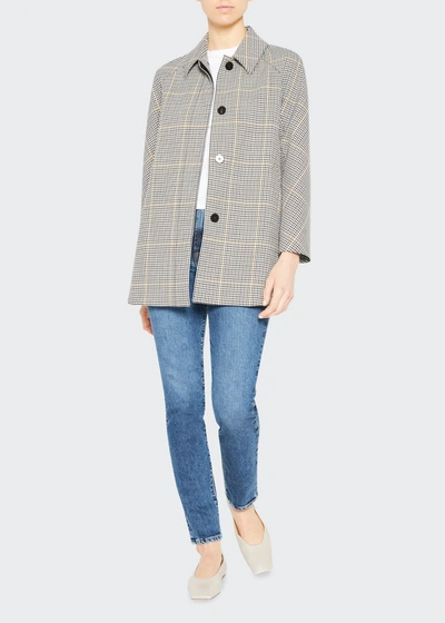 Shop Theory Slim Gingham Car Coat In Ivry Mlti