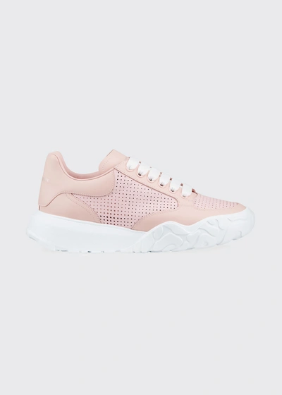 Shop Alexander Mcqueen Perforated Calfskin Trainer Sneakers In Pink