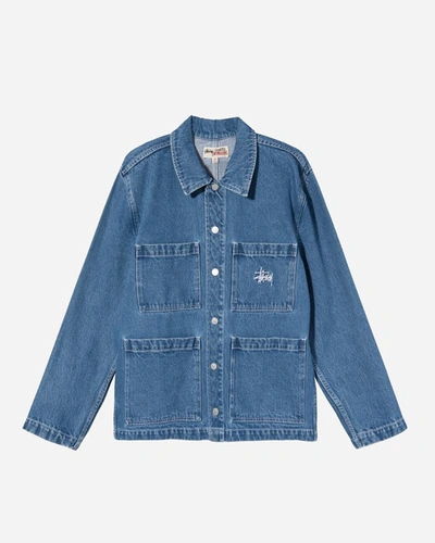 Shop Stussy Denim Chore Jacket In Blue