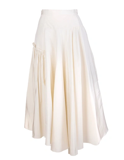 Shop Alexander Mcqueen Ivory Asymmetrical Curled Midi Skirt In Bone