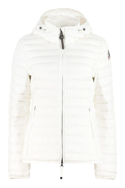 Shop Parajumpers Juliet Hooded Light-weight Down Jacket In White