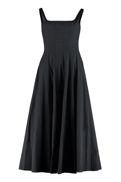 Shop Staud Wells Poplin Maxi Dress In Black