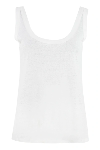 Shop Vince Sleeveless Linen Top In White