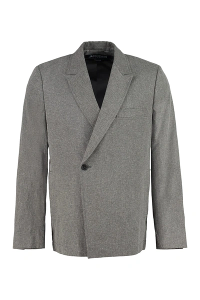 Shop Jacquemus Moulin Single-breasted Jacket In Grey