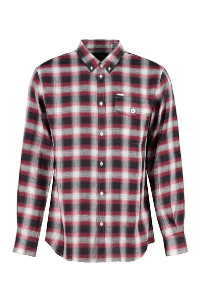 Shop Dsquared2 Checked Linen Shirt In Multicolor