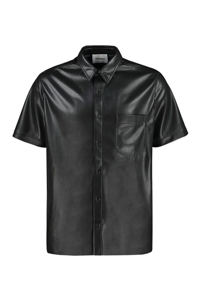 Shop Nanushka Adam Faux Leather Shirt In Black