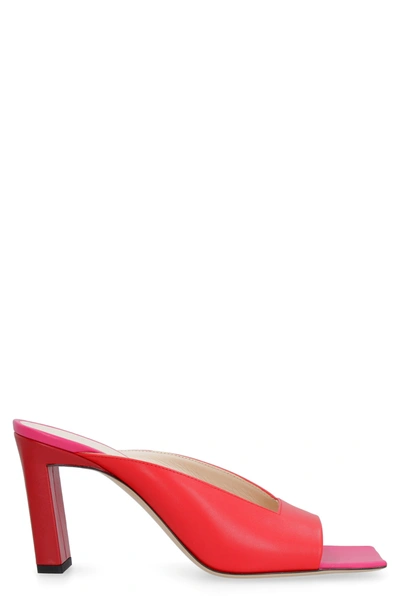 Shop Wandler Isa Leather Mules In Red