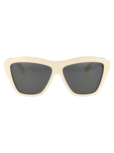 Shop Bottega Veneta Bv1092s Sunglasses In 003 Ivory Ivory Grey